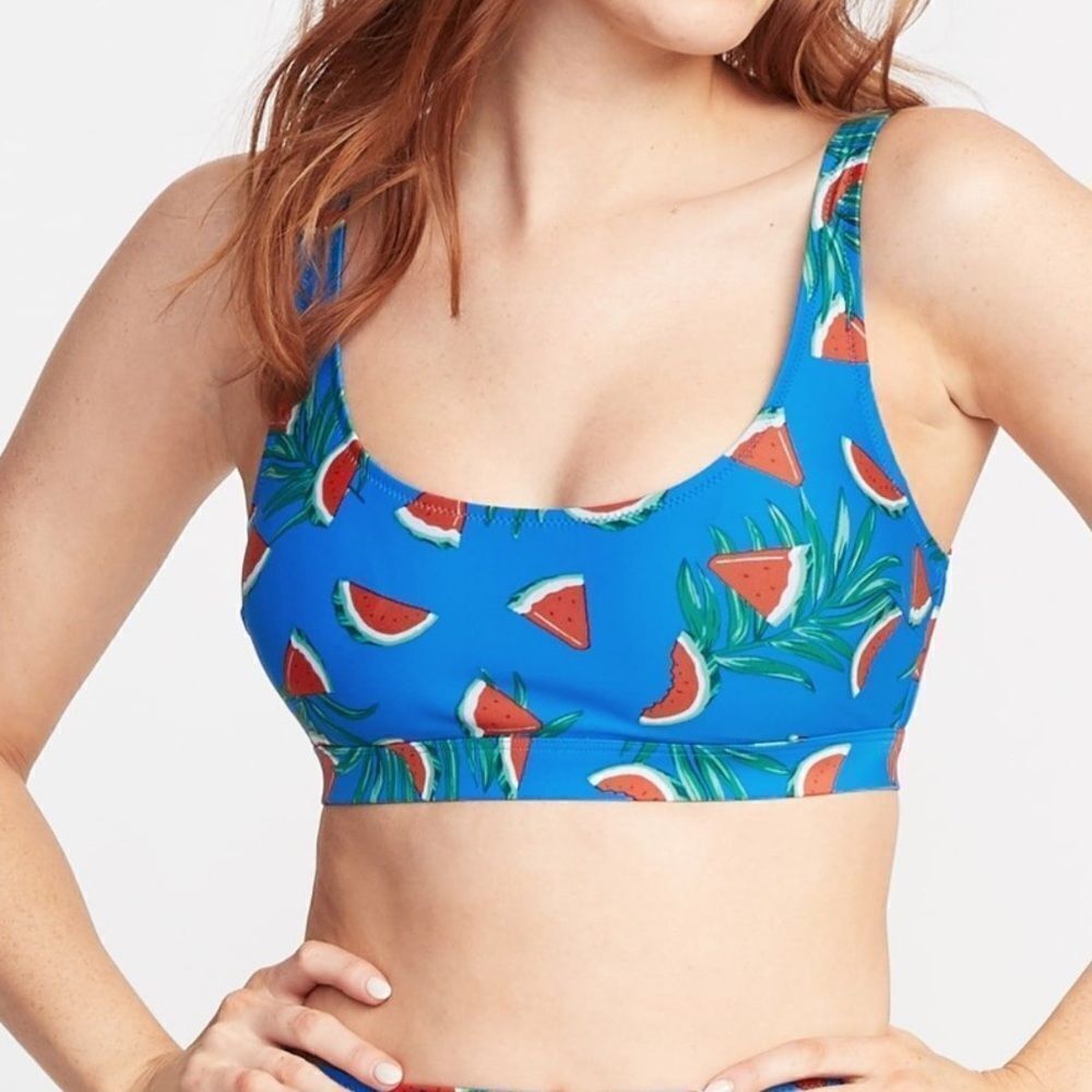 Old Navy Watermelon Blue Scoop Neck Swim Top SIZE XL